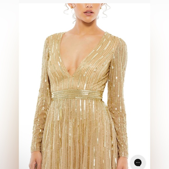 Long sleeve sequined A-line gown - Picture 3 of 3